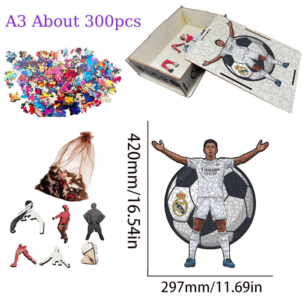 Ángel Di María，Real Madrid CF，Vinícius Júnior，Jude Bellingham-Football Stars Wooden Puzzle