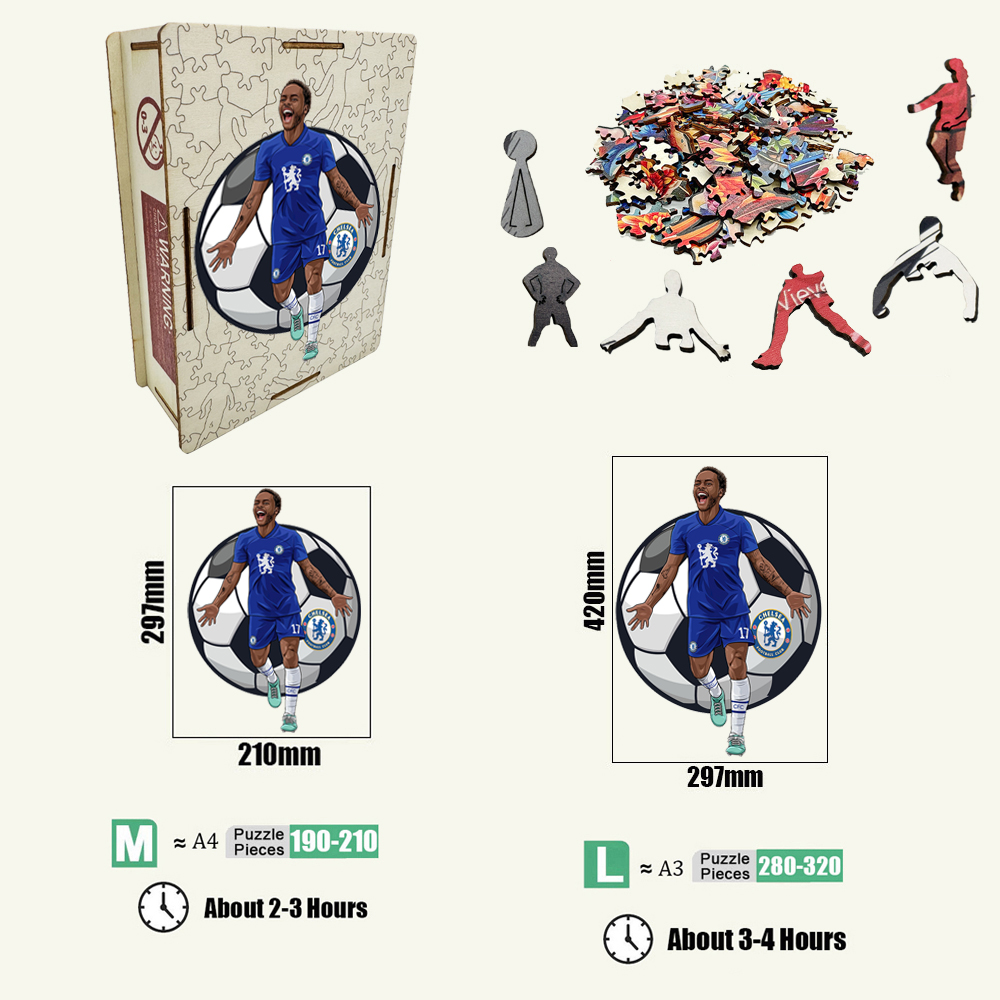 Zinedine Zidane,Gabriel Jesus,Dominik Szoboszlai ,Nicolas Jackson,Nicolas Jackson-Football Stars Wooden Puzzle