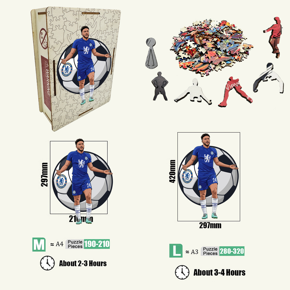 Zlatan Ibrahimović,Vinícius Júnior,Andrés Iniesta,Eusébio da Silva Ferreira,Reece James-Football Stars Wooden Puzzle