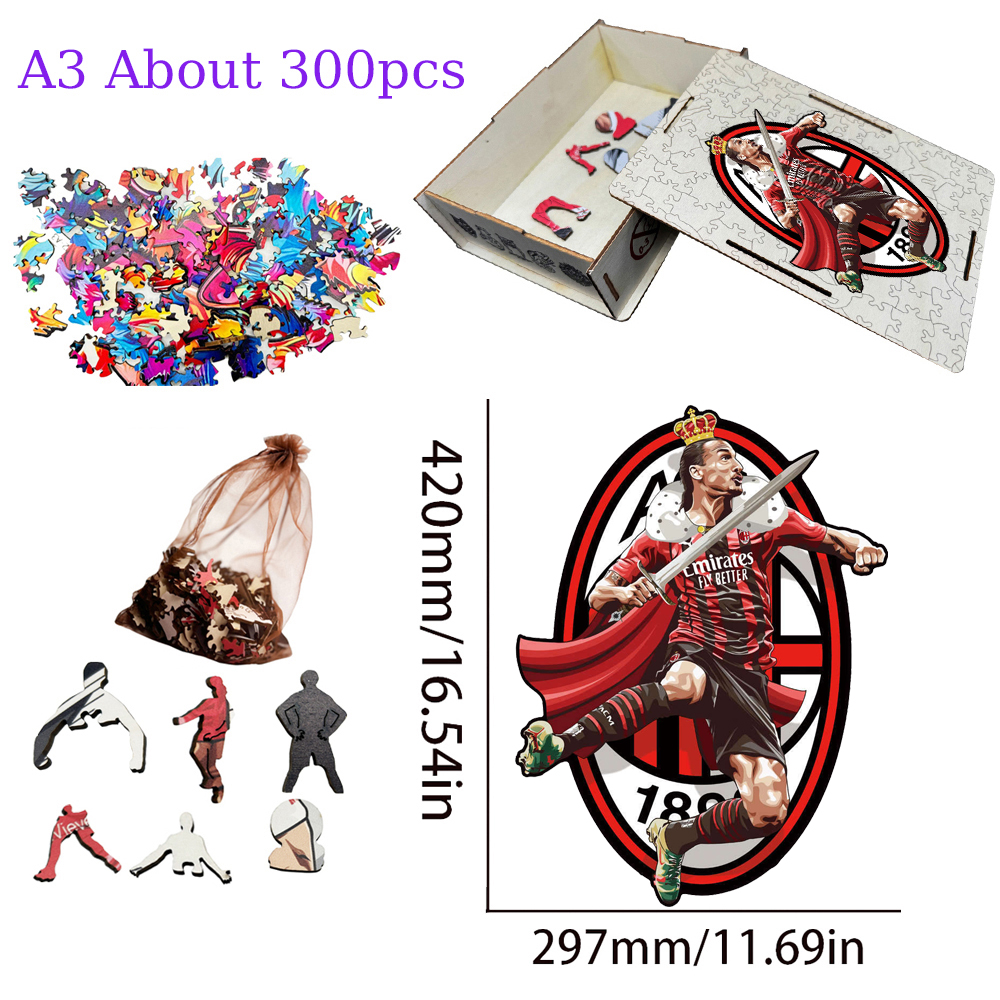 Zlatan Ibrahimović,Vinícius Júnior,Andrés Iniesta,Eusébio da Silva Ferreira,Reece James-Football Stars Wooden Puzzle