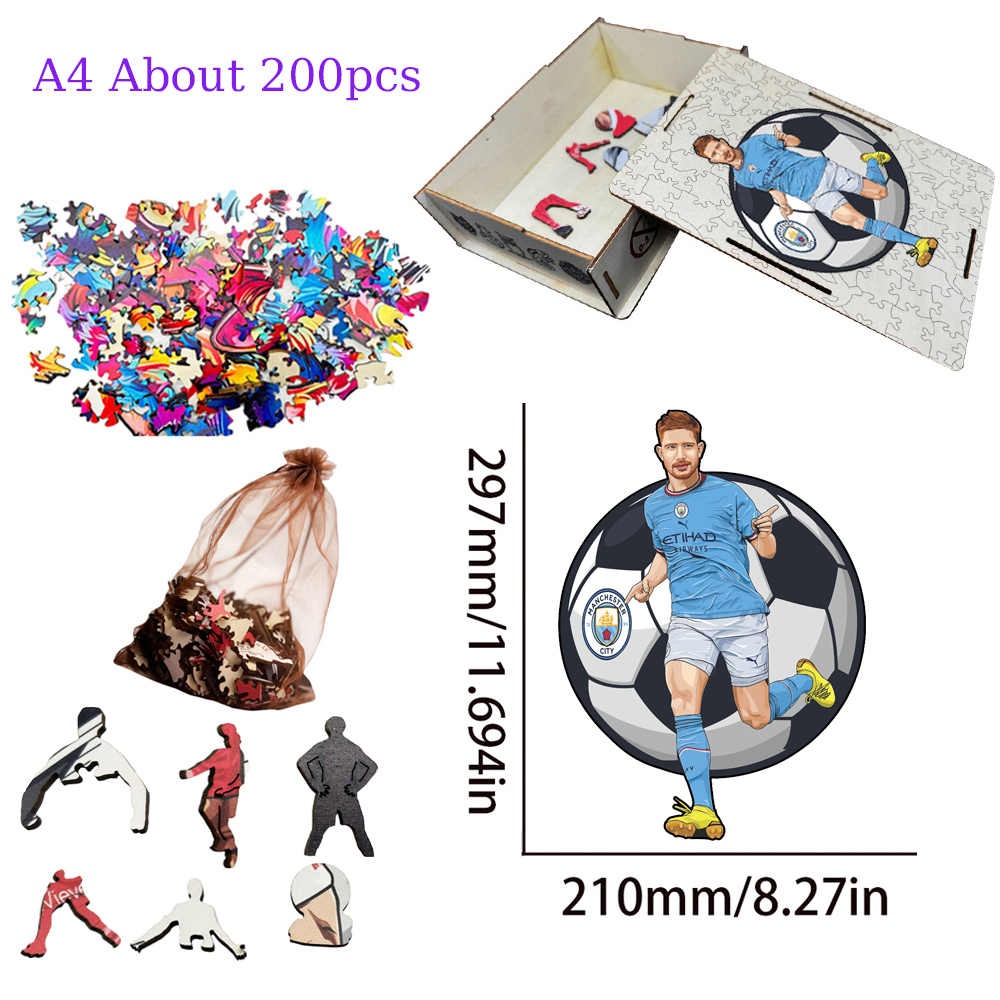 Hugo Lloris,Olivier Giroud,Kevin De Bruyne-Football Stars Wooden Puzzle