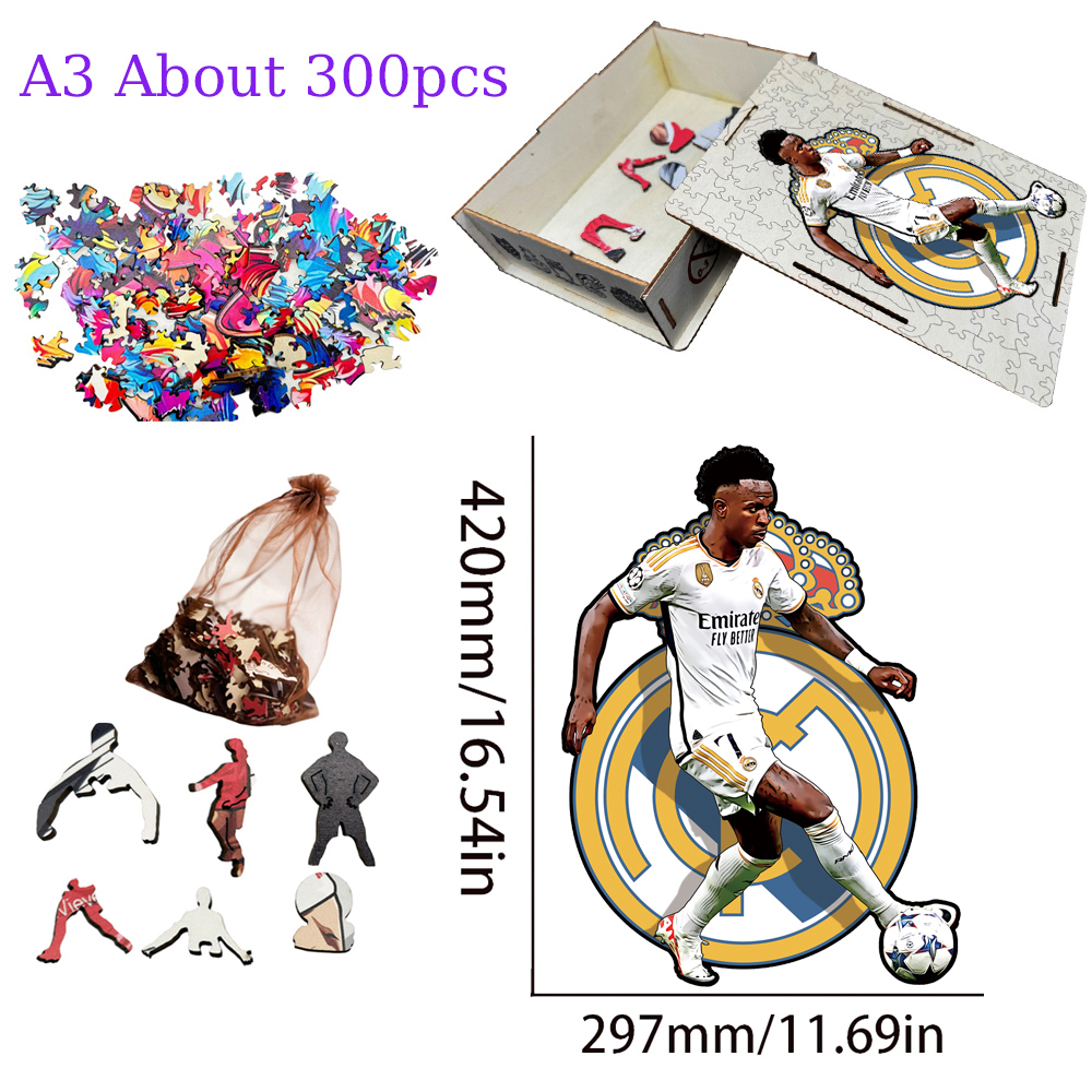 Zlatan Ibrahimović,Vinícius Júnior,Andrés Iniesta,Eusébio da Silva Ferreira,Reece James-Football Stars Wooden Puzzle