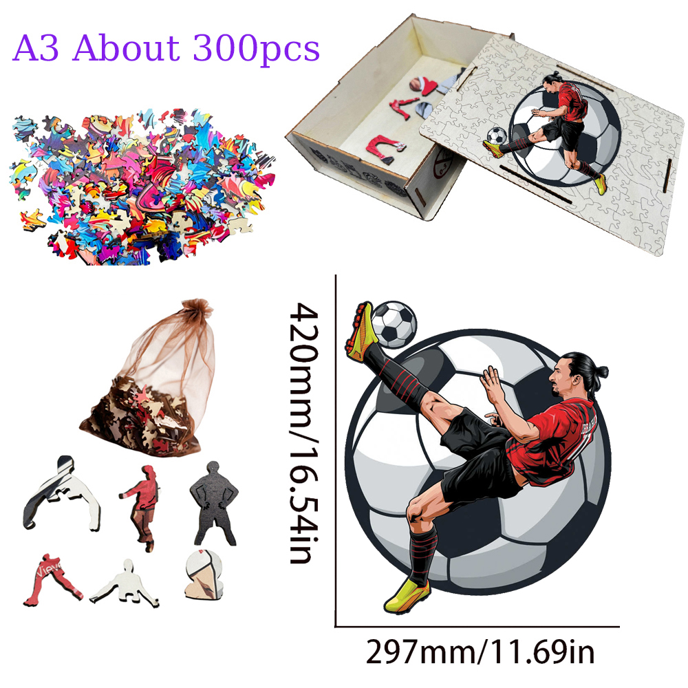 Zlatan Ibrahimović,Vinícius Júnior,Andrés Iniesta,Eusébio da Silva Ferreira,Reece James-Football Stars Wooden Puzzle