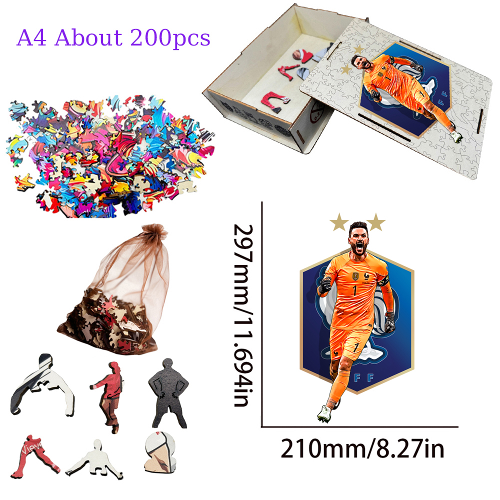 Hugo Lloris,Olivier Giroud,Kevin De Bruyne-Football Stars Wooden Puzzle