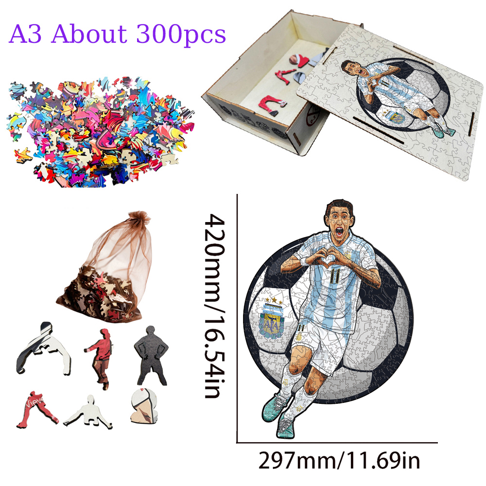 Ángel Di María，Real Madrid CF，Vinícius Júnior，Jude Bellingham-Football Stars Wooden Puzzle