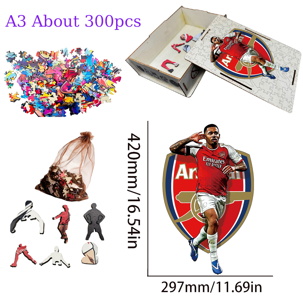 Zinedine Zidane,Gabriel Jesus,Dominik Szoboszlai ,Nicolas Jackson,Nicolas Jackson-Football Stars Wooden Puzzle