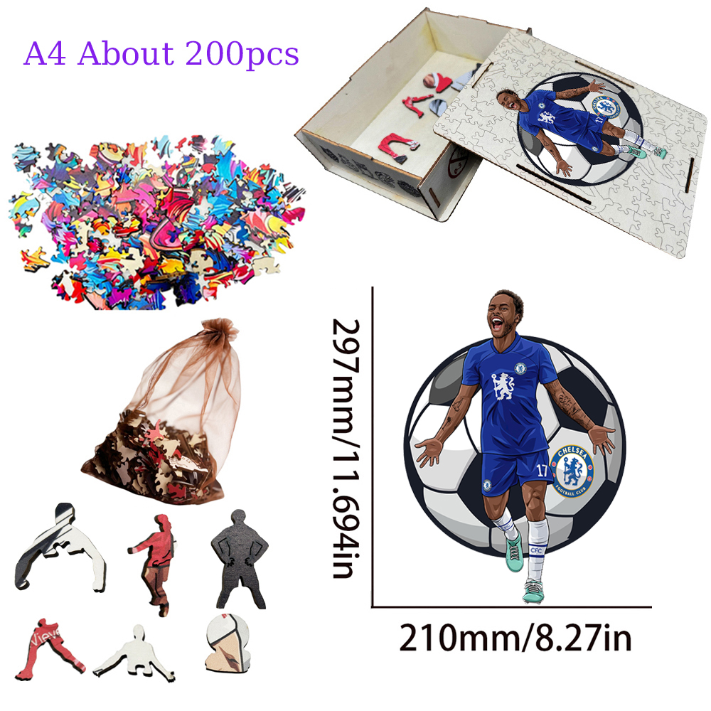 Zinedine Zidane,Gabriel Jesus,Dominik Szoboszlai ,Nicolas Jackson,Nicolas Jackson-Football Stars Wooden Puzzle