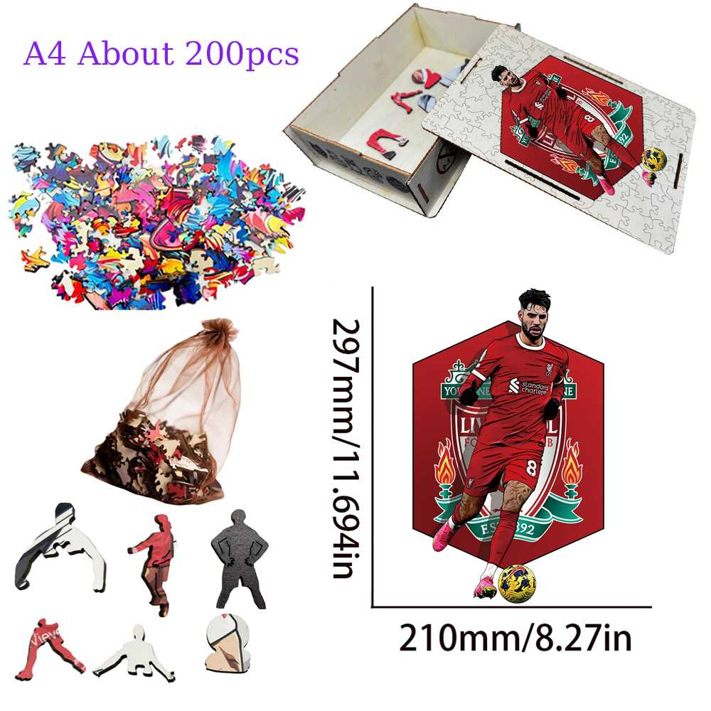 Zinedine Zidane,Gabriel Jesus,Dominik Szoboszlai ,Nicolas Jackson,Nicolas Jackson-Football Stars Wooden Puzzle