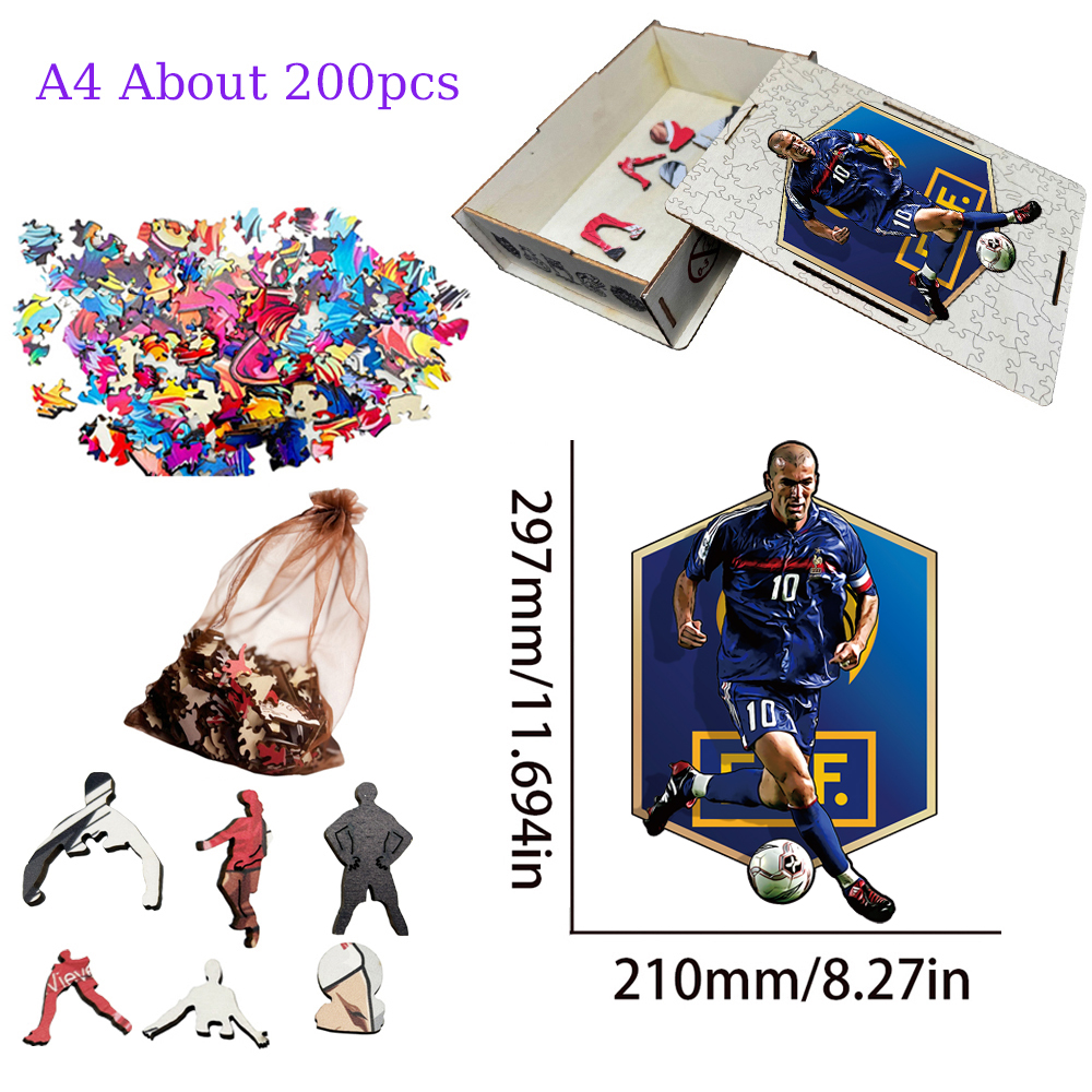 Zinedine Zidane,Gabriel Jesus,Dominik Szoboszlai ,Nicolas Jackson,Nicolas Jackson-Football Stars Wooden Puzzle