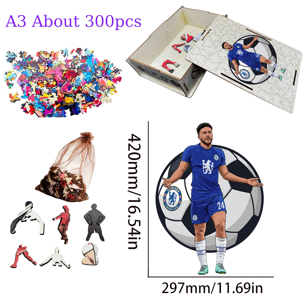 Zlatan Ibrahimović,Vinícius Júnior,Andrés Iniesta,Eusébio da Silva Ferreira,Reece James-Football Stars Wooden Puzzle