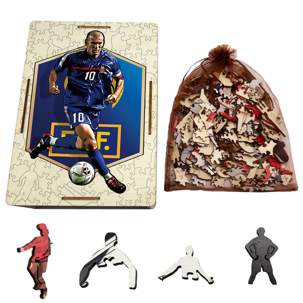 Zinedine Zidane,Gabriel Jesus,Dominik Szoboszlai ,Nicolas Jackson,Nicolas Jackson-Football Stars Wooden Puzzle