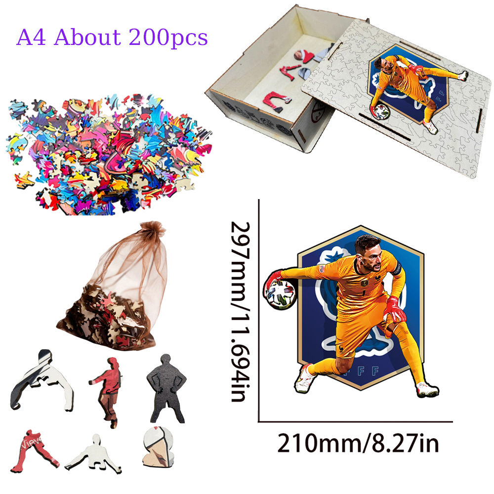 Hugo Lloris,Olivier Giroud,Kevin De Bruyne-Football Stars Wooden Puzzle