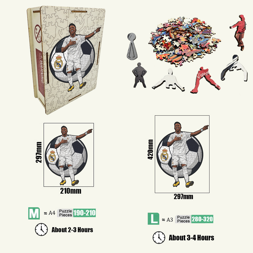 Ángel Di María，Real Madrid CF，Vinícius Júnior，Jude Bellingham-Football Stars Wooden Puzzle