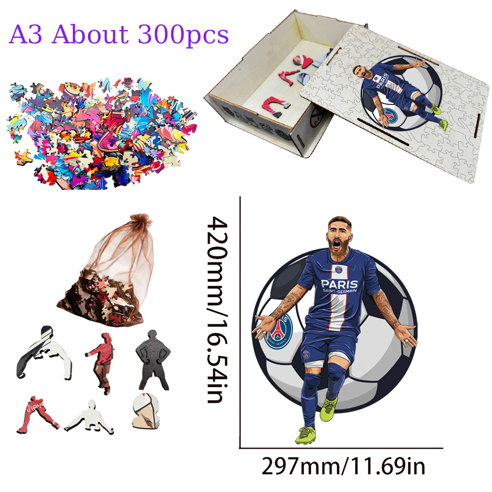 Hugo Lloris,Olivier Giroud,Kevin De Bruyne-Football Stars Wooden Puzzle