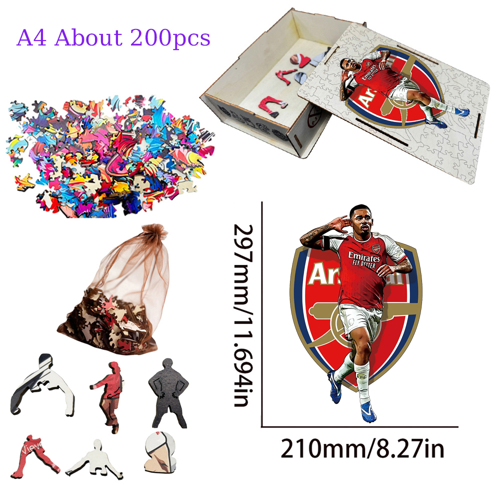 Zinedine Zidane,Gabriel Jesus,Dominik Szoboszlai ,Nicolas Jackson,Nicolas Jackson-Football Stars Wooden Puzzle