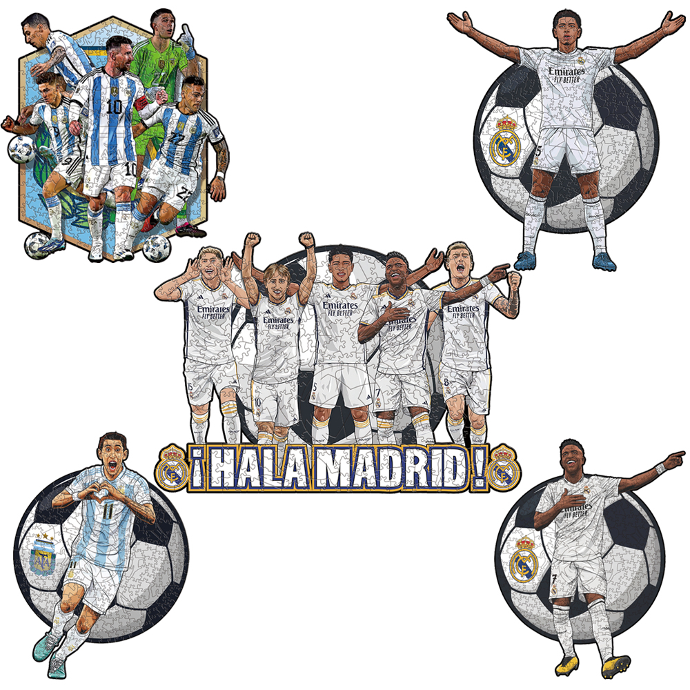 Ángel Di María，Real Madrid CF，Vinícius Júnior，Jude Bellingham-Football Stars Wooden Puzzle