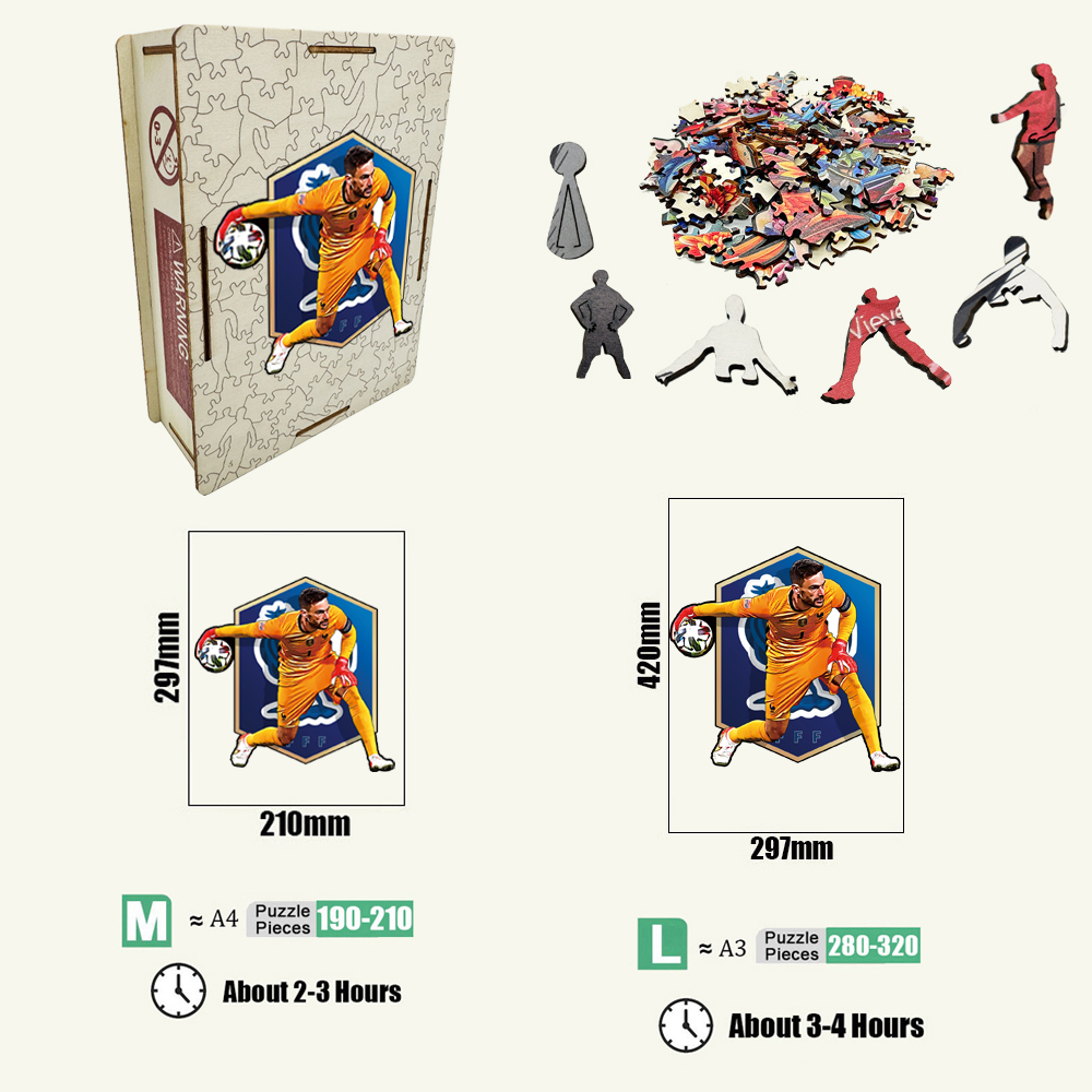 Hugo Lloris,Olivier Giroud,Kevin De Bruyne-Football Stars Wooden Puzzle