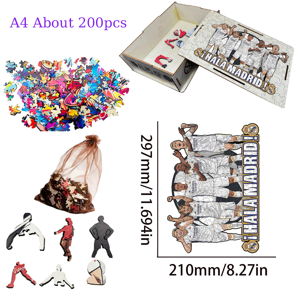 Ángel Di María，Real Madrid CF，Vinícius Júnior，Jude Bellingham-Football Stars Wooden Puzzle