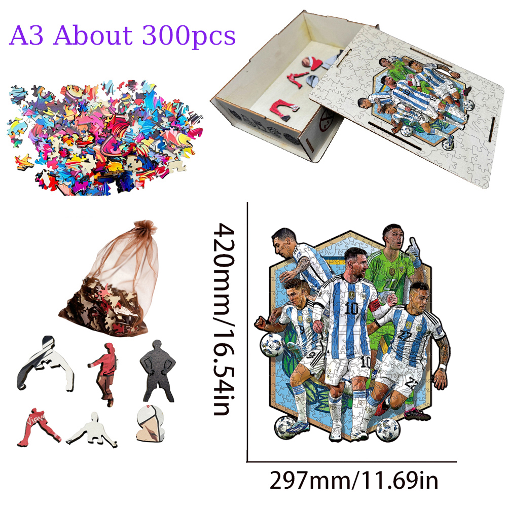 Ángel Di María，Real Madrid CF，Vinícius Júnior，Jude Bellingham-Football Stars Wooden Puzzle