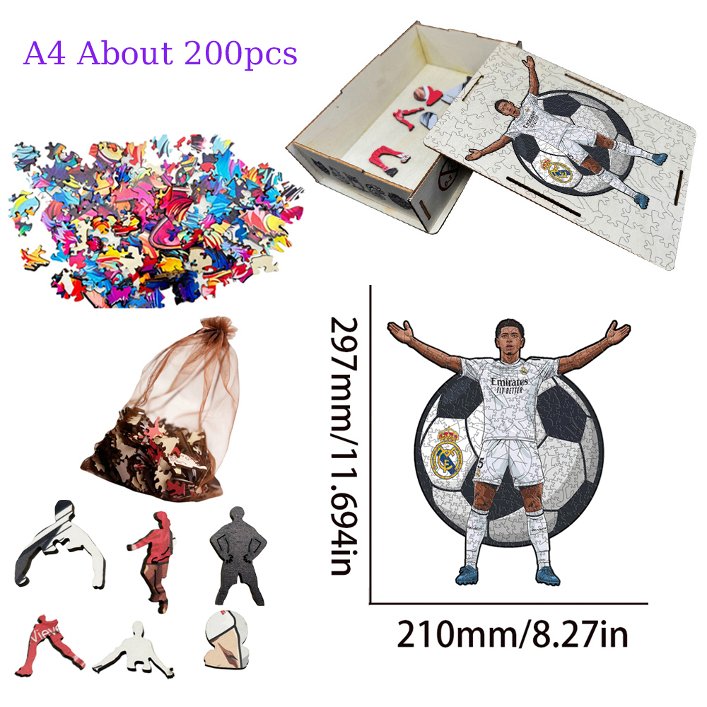 Ángel Di María，Real Madrid CF，Vinícius Júnior，Jude Bellingham-Football Stars Wooden Puzzle