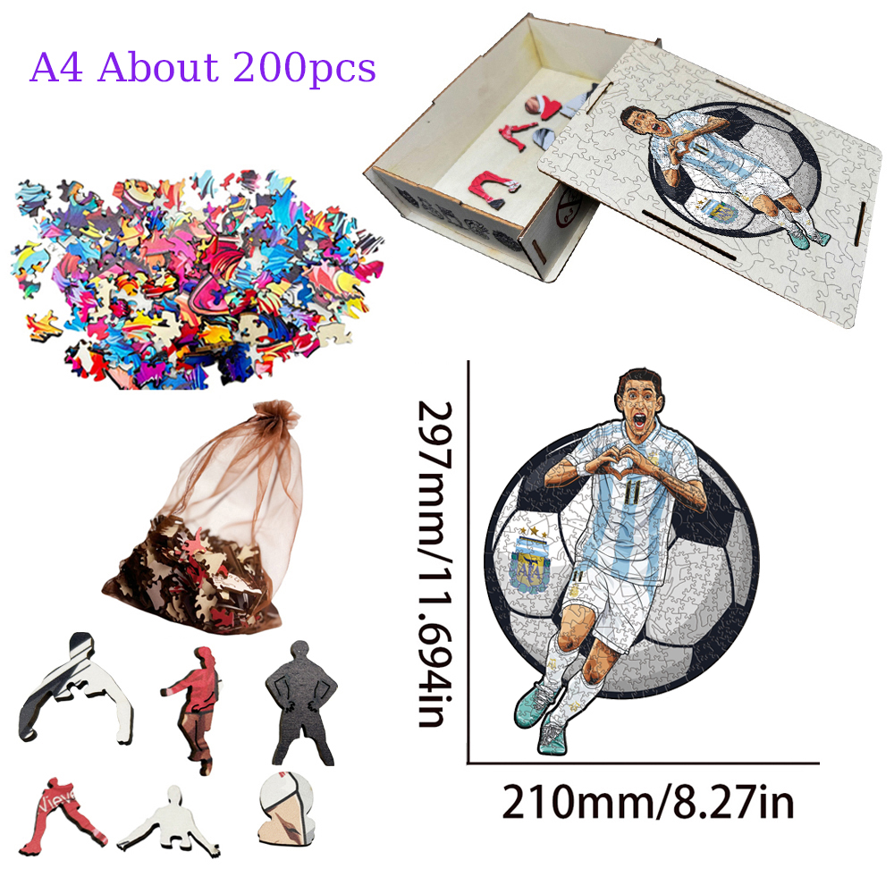 Ángel Di María，Real Madrid CF，Vinícius Júnior，Jude Bellingham-Football Stars Wooden Puzzle