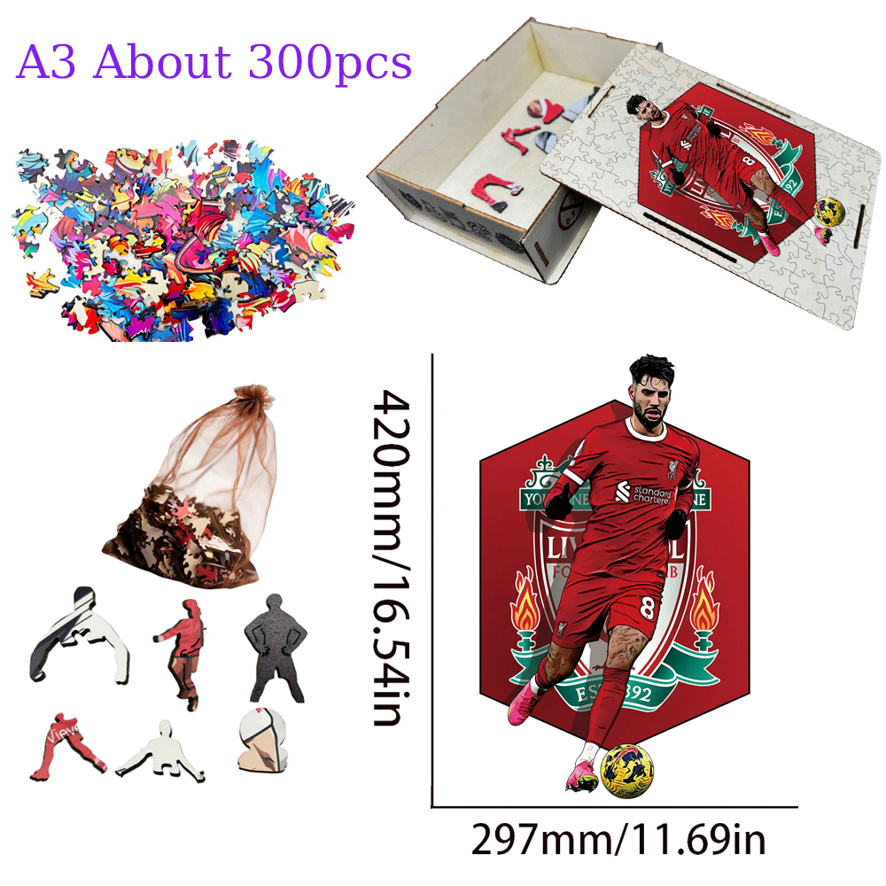 Zinedine Zidane,Gabriel Jesus,Dominik Szoboszlai ,Nicolas Jackson,Nicolas Jackson-Football Stars Wooden Puzzle