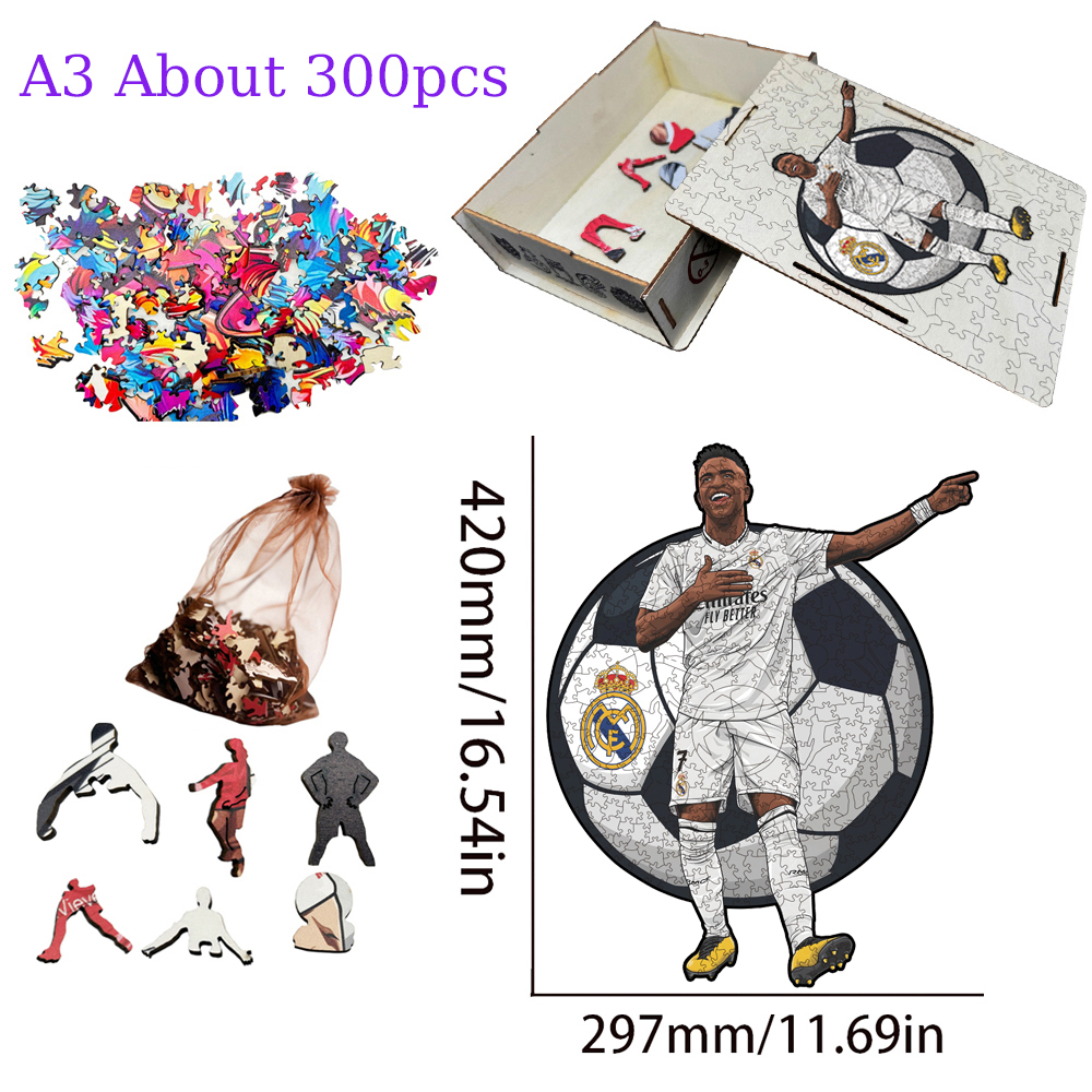 Ángel Di María，Real Madrid CF，Vinícius Júnior，Jude Bellingham-Football Stars Wooden Puzzle
