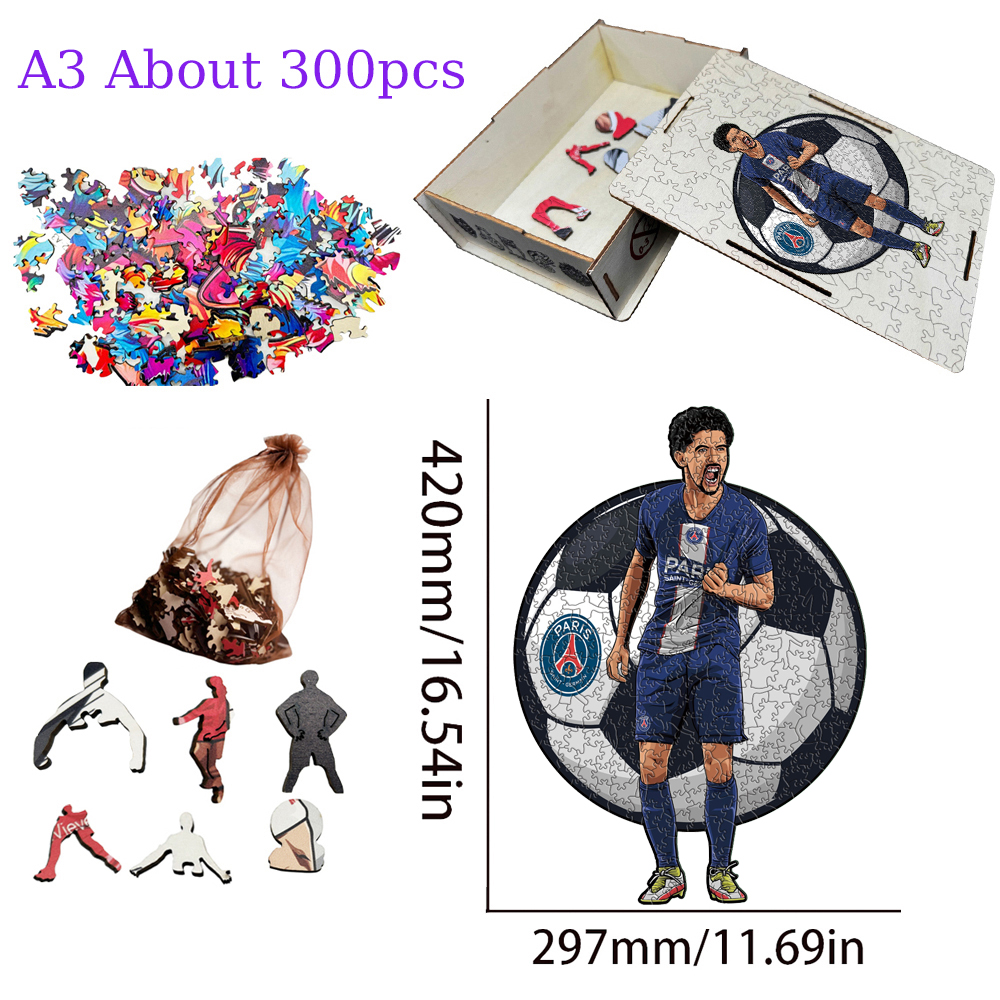 Lamine Yamal,Robert Lewandowski,Mohamed Salah-Football Stars Wooden Puzzle