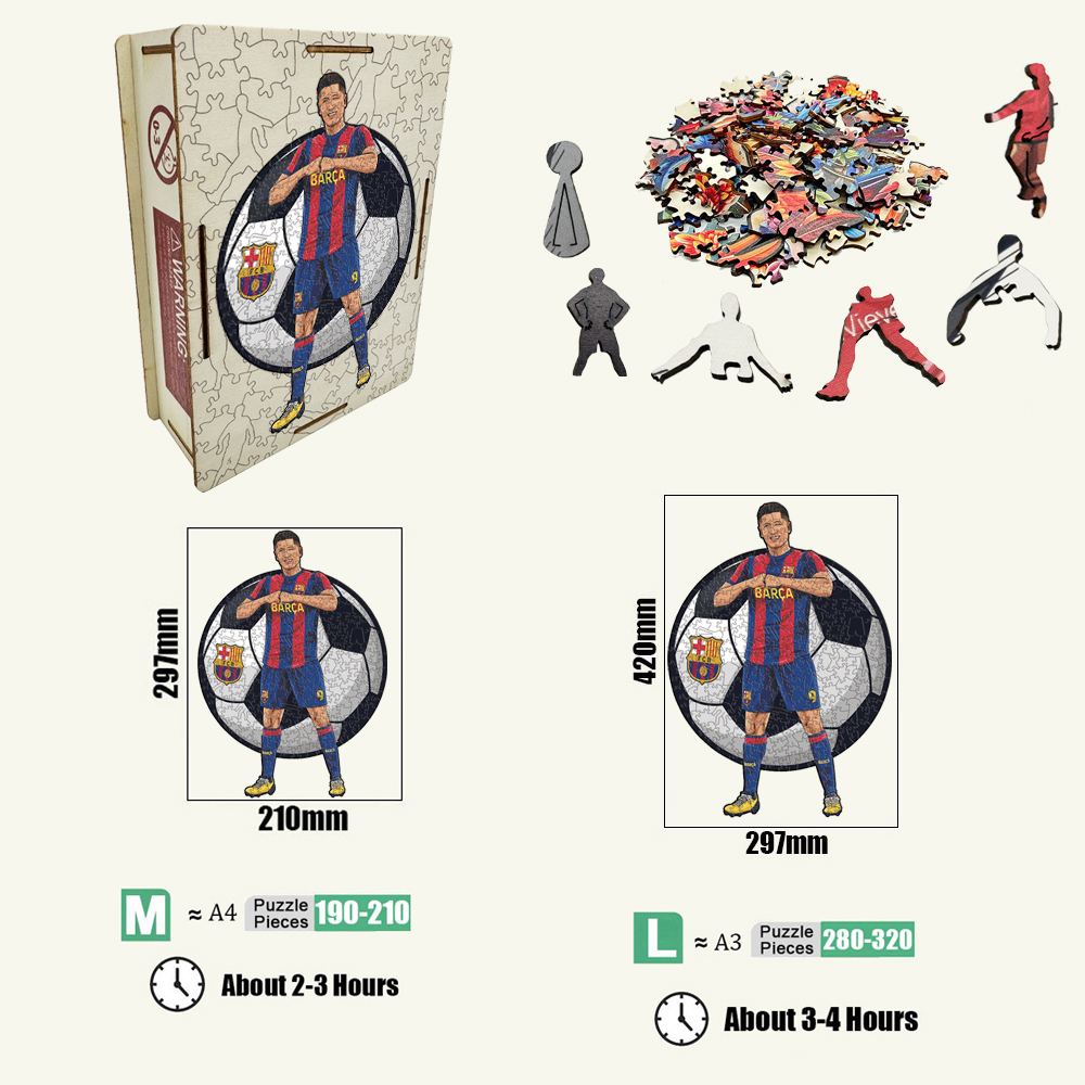 Lamine Yamal,Robert Lewandowski,Mohamed Salah-Football Stars Wooden Puzzle