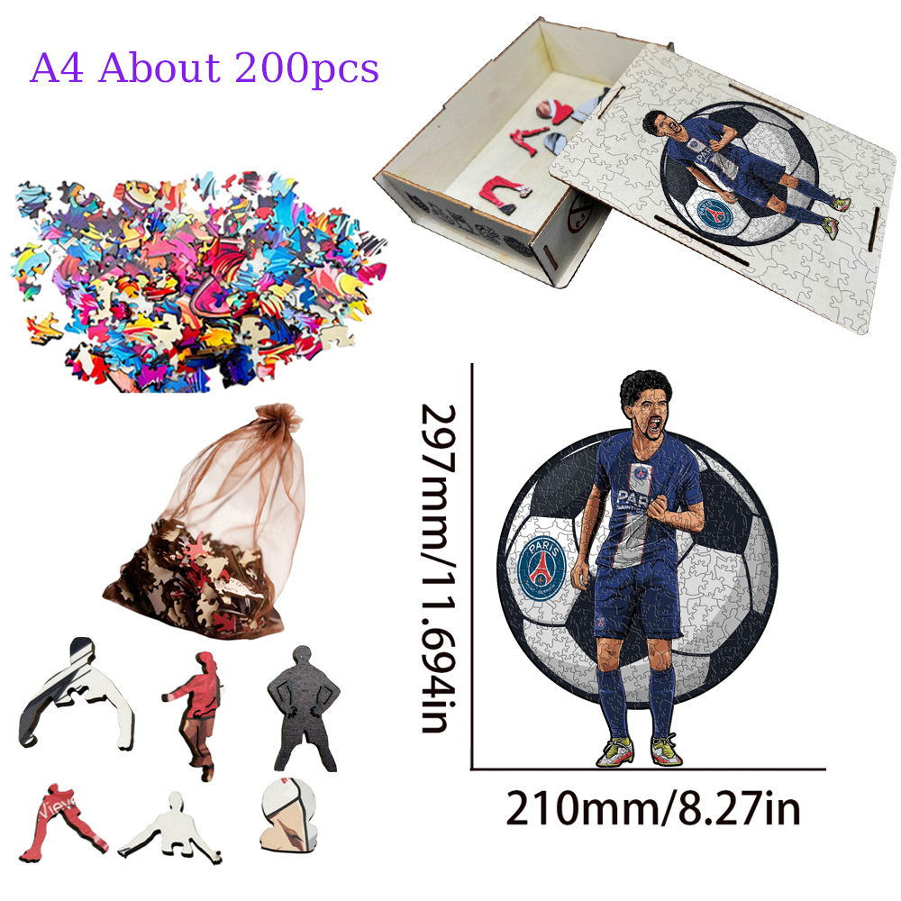 Lamine Yamal,Robert Lewandowski,Mohamed Salah-Football Stars Wooden Puzzle