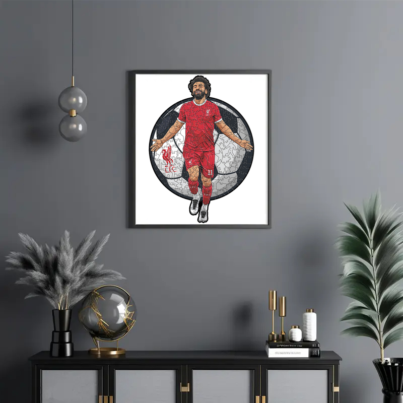 Lamine Yamal,Robert Lewandowski,Mohamed Salah-Football Stars Wooden Puzzle