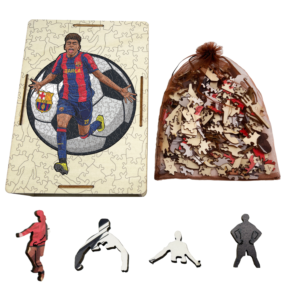 Lamine Yamal,Robert Lewandowski,Mohamed Salah-Football Stars Wooden Puzzle