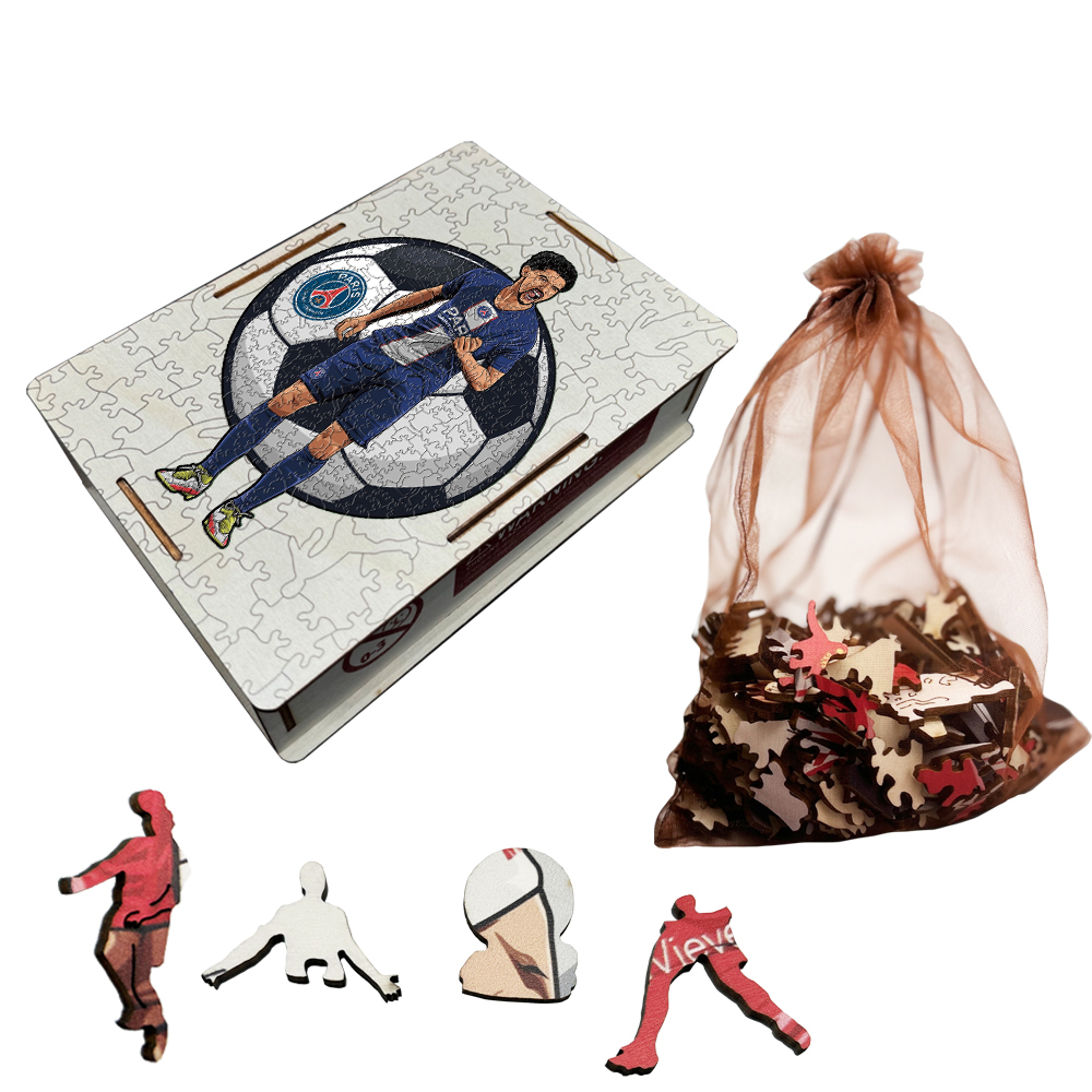 Lamine Yamal,Robert Lewandowski,Mohamed Salah-Football Stars Wooden Puzzle