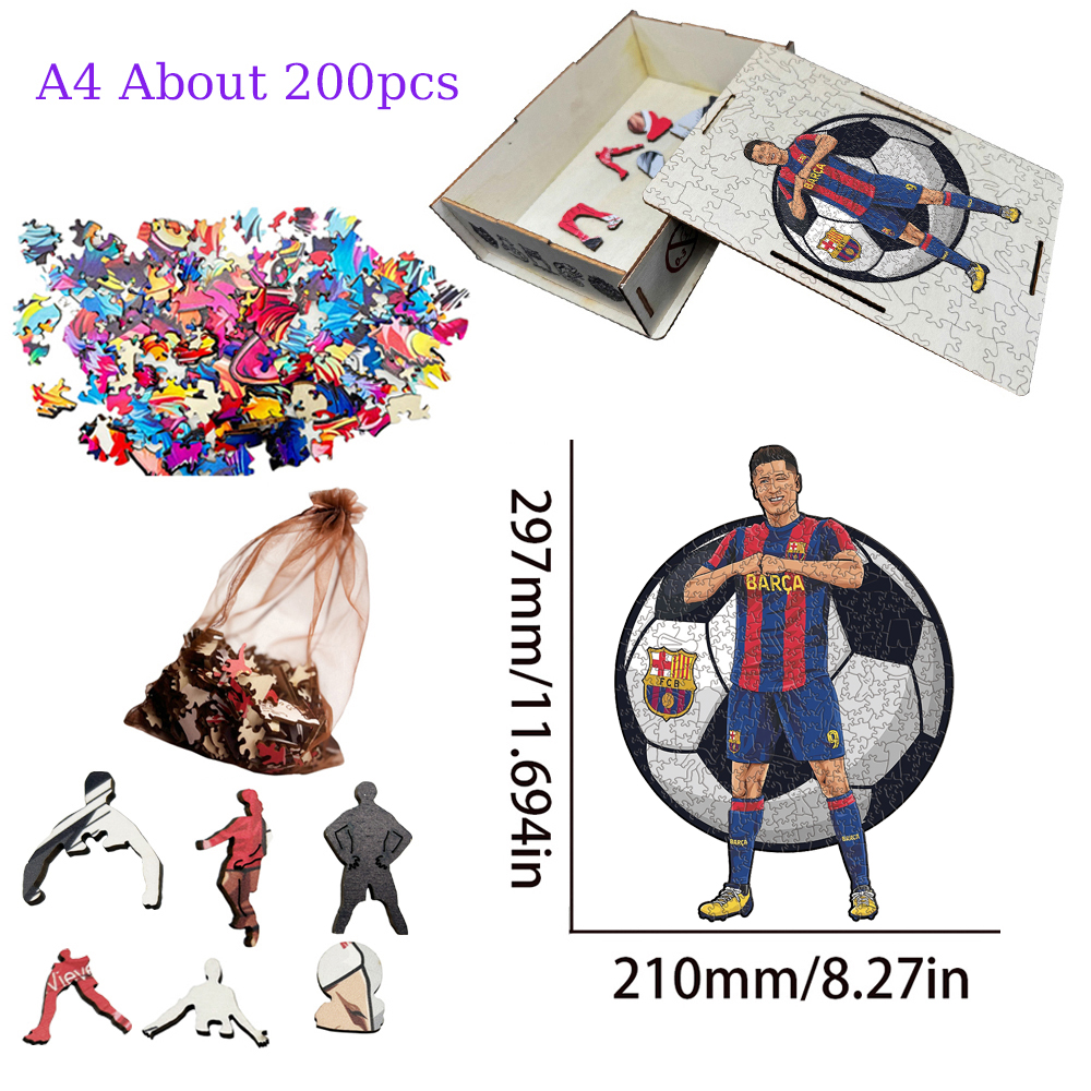 Lamine Yamal,Robert Lewandowski,Mohamed Salah-Football Stars Wooden Puzzle