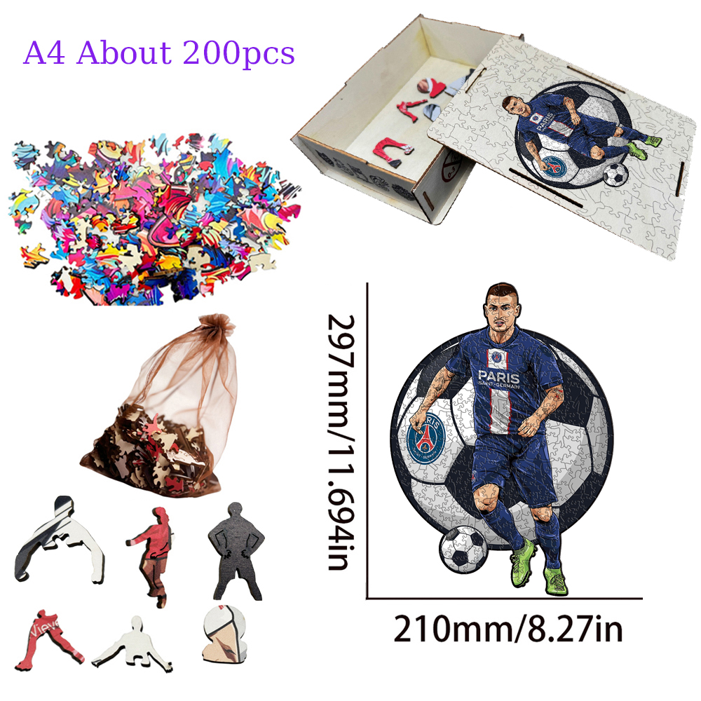 Lamine Yamal,Robert Lewandowski,Mohamed Salah-Football Stars Wooden Puzzle