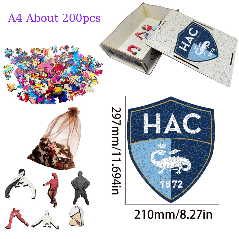 SCO Angers,Le Havre AC,Olympique de Marseille,Montpellier Hérault Sport Club,OGC Nice--Football Club Wooden Puzzle