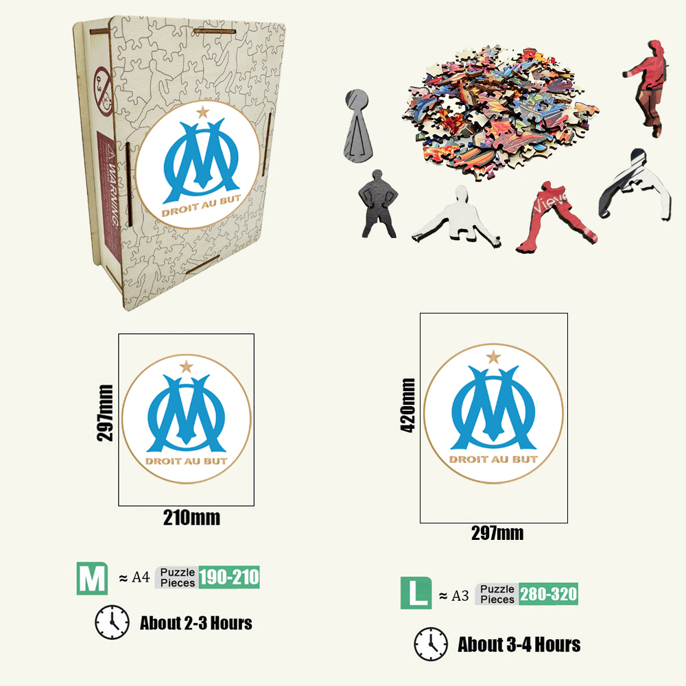 SCO Angers,Le Havre AC,Olympique de Marseille,Montpellier Hérault Sport Club,OGC Nice--Football Club Wooden Puzzle