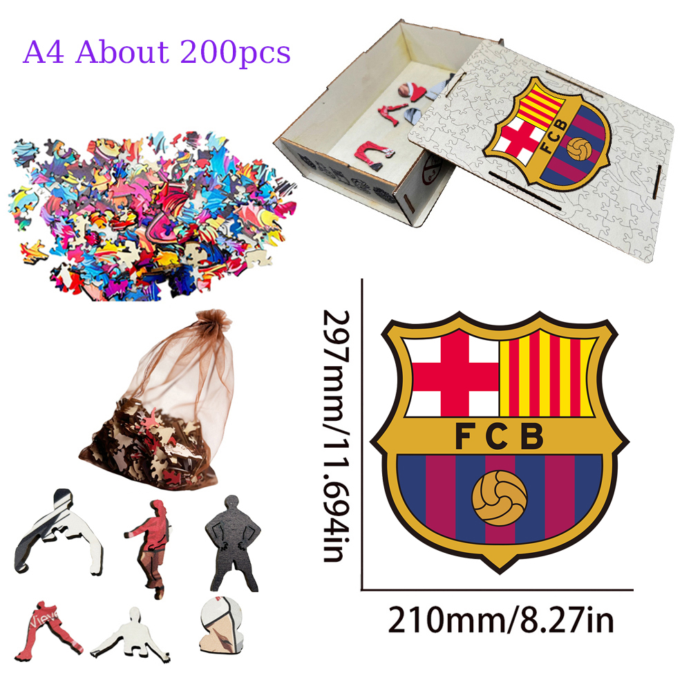 FC Bayern München,Deutscher Fussball - Bund,Atlético de Madrid,FC Barcelona,Real Madrid Club de Fútbol-Football Club Wooden Puzzle