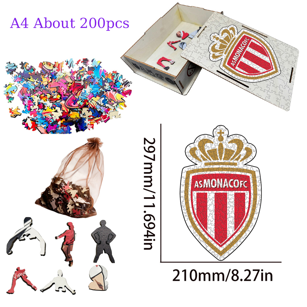 FC Nantes,Paris Saint - Germain,Racing Club de Strasbourg Alsace,Racing Club de Lens,Association Sportive de Monaco Football Club--Football Club Wooden Puzzle