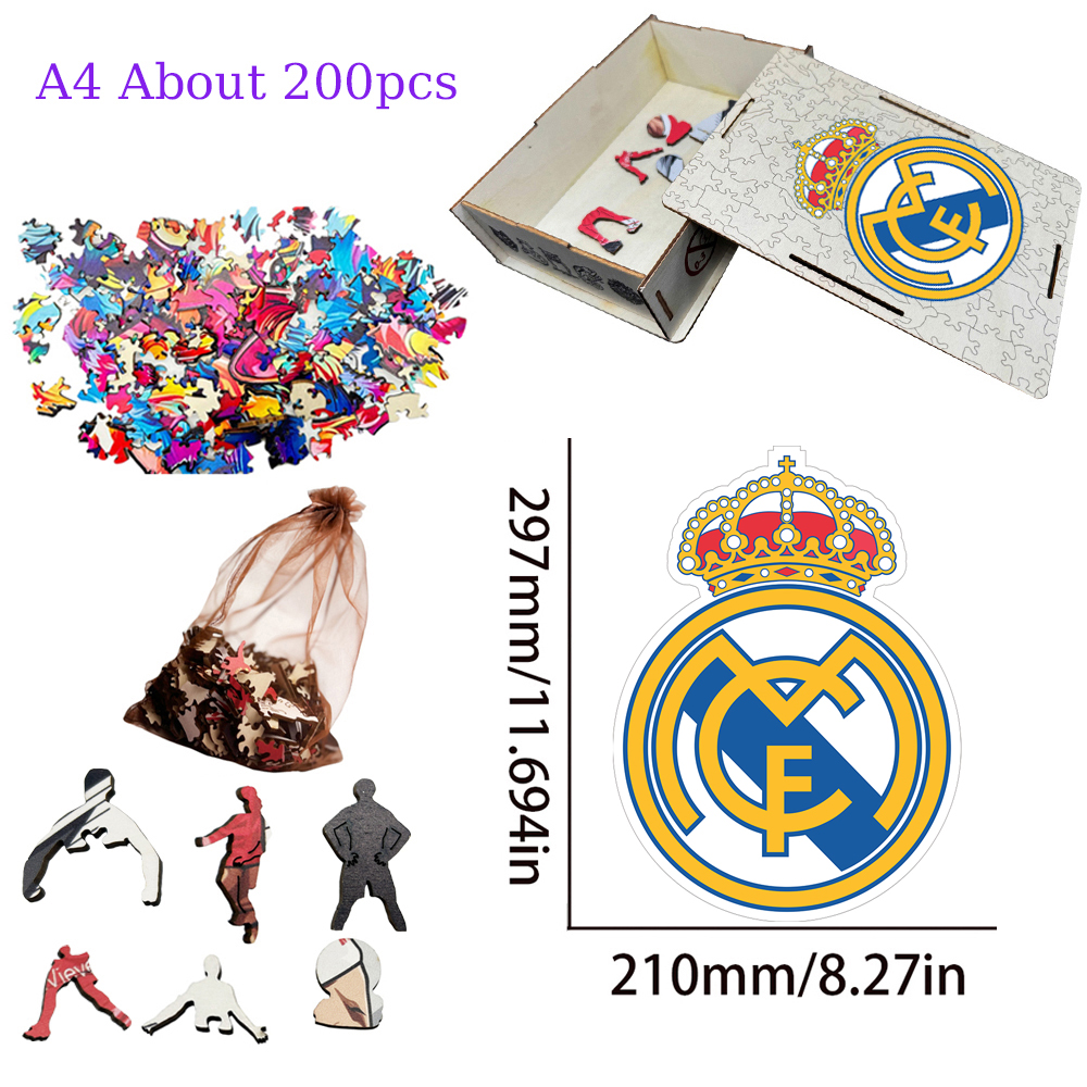 FC Bayern München,Deutscher Fussball - Bund,Atlético de Madrid,FC Barcelona,Real Madrid Club de Fútbol-Football Club Wooden Puzzle