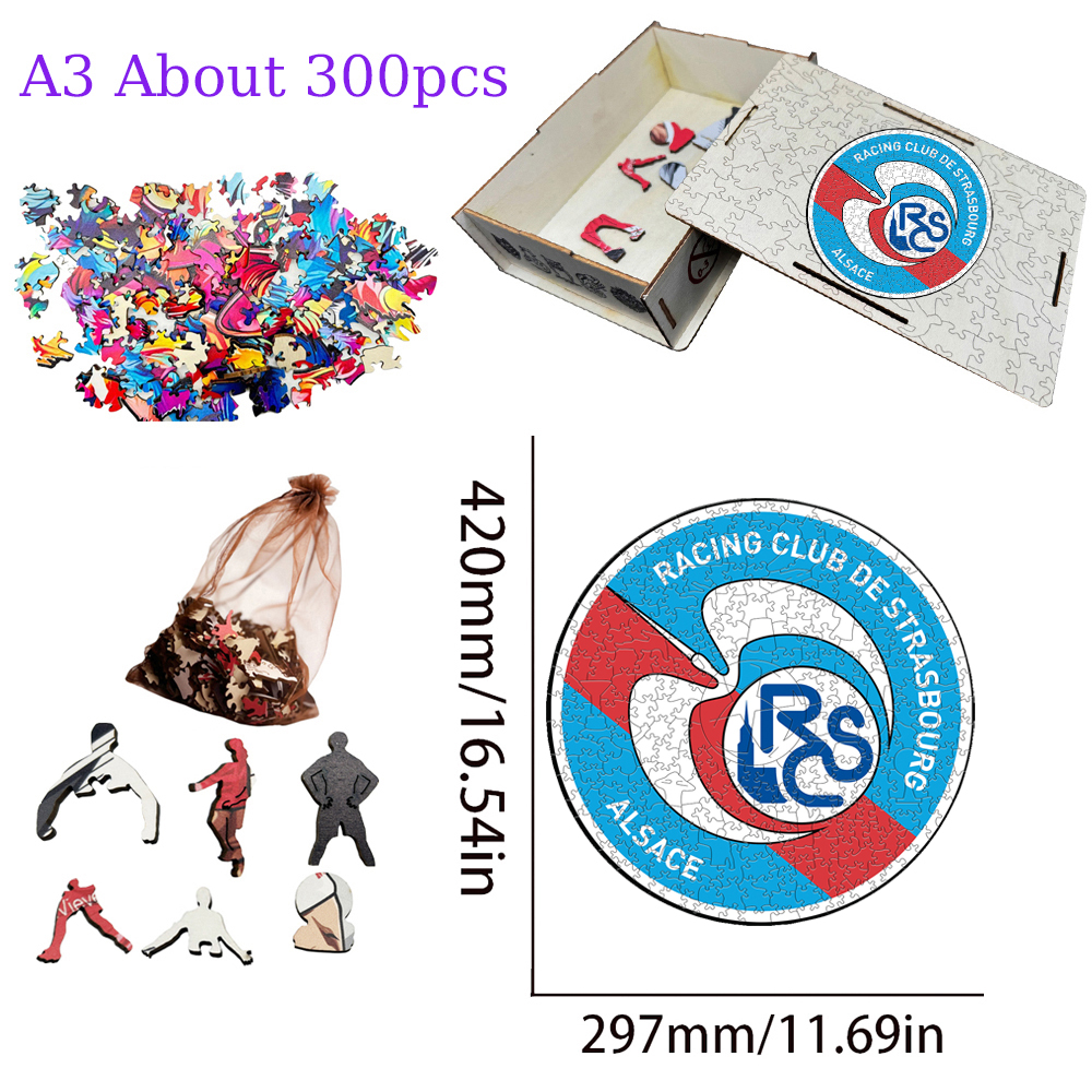 FC Nantes,Paris Saint - Germain,Racing Club de Strasbourg Alsace,Racing Club de Lens,Association Sportive de Monaco Football Club--Football Club Wooden Puzzle