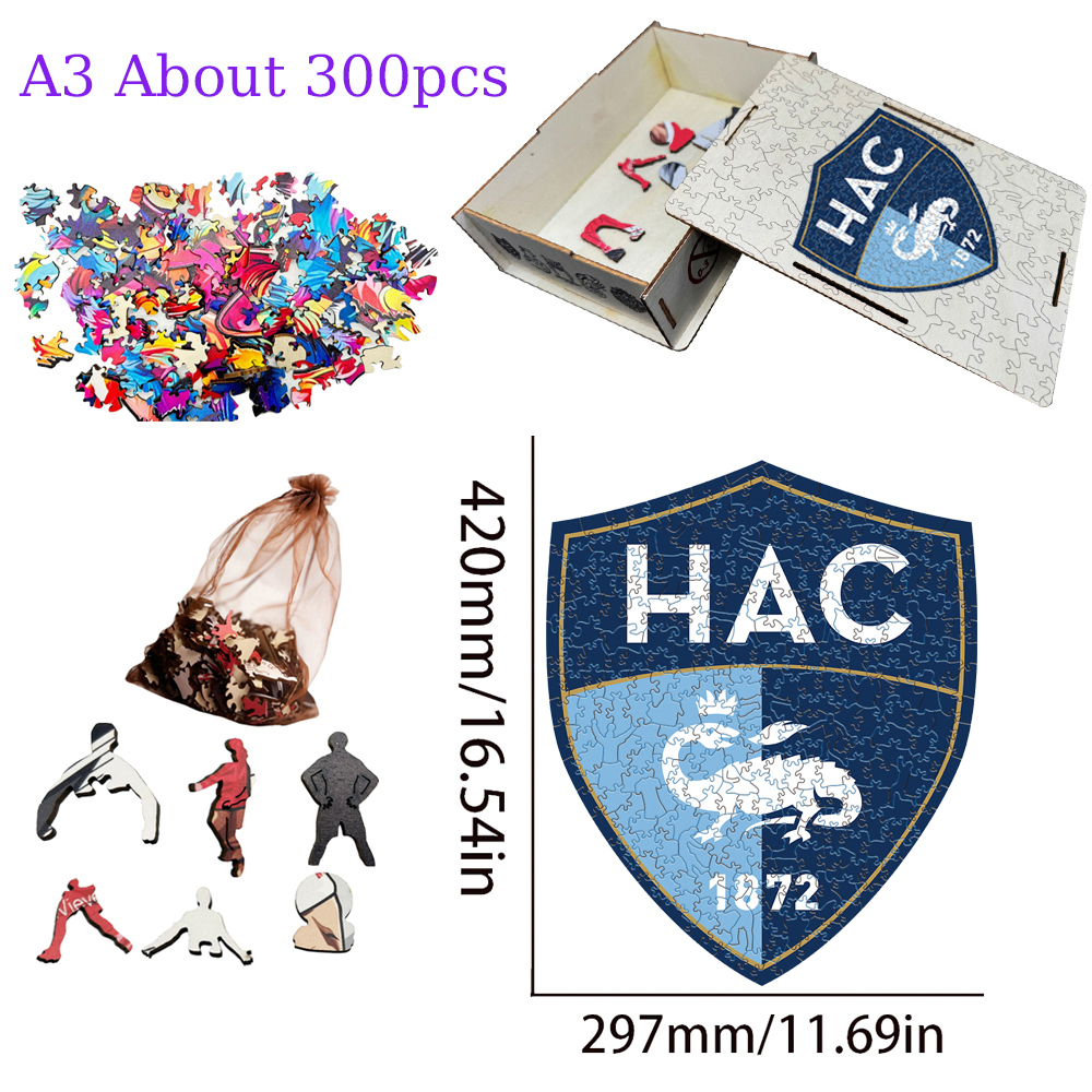 SCO Angers,Le Havre AC,Olympique de Marseille,Montpellier Hérault Sport Club,OGC Nice--Football Club Wooden Puzzle