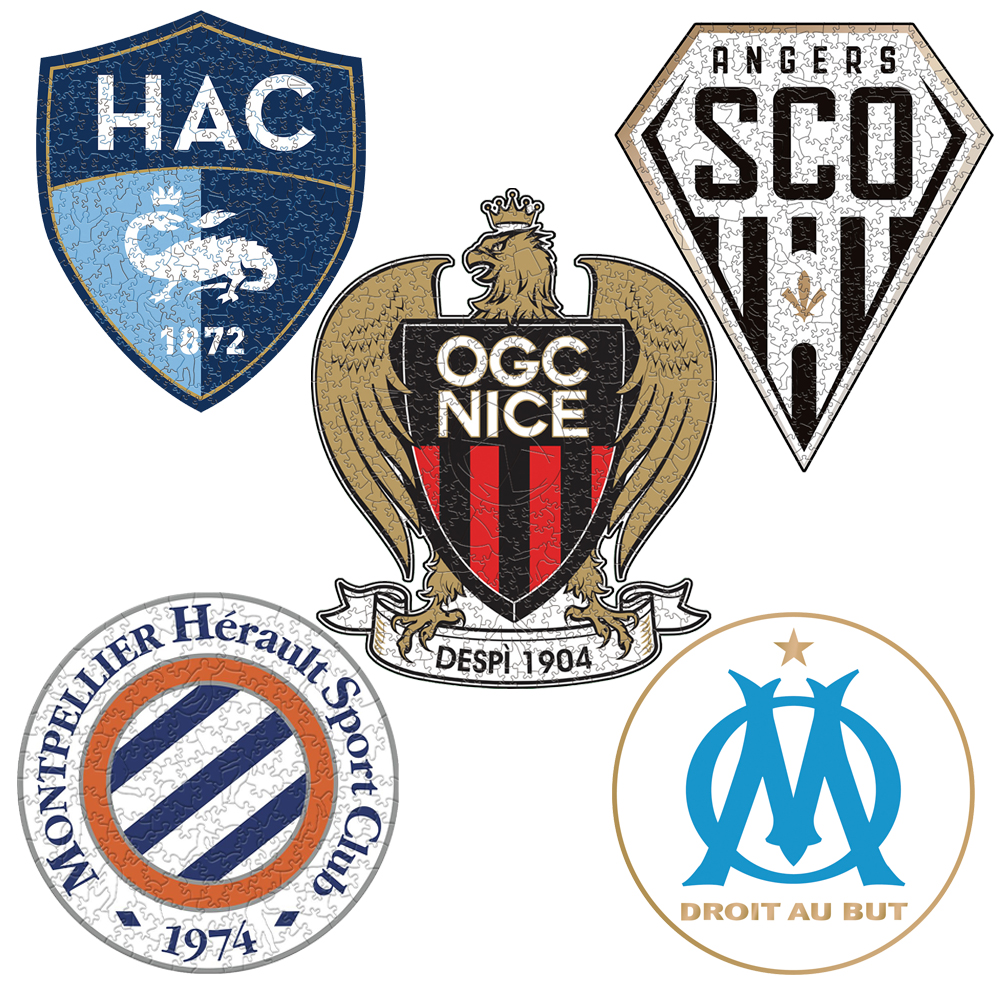 SCO Angers,Le Havre AC,Olympique de Marseille,Montpellier Hérault Sport Club,OGC Nice--Football Club Wooden Puzzle