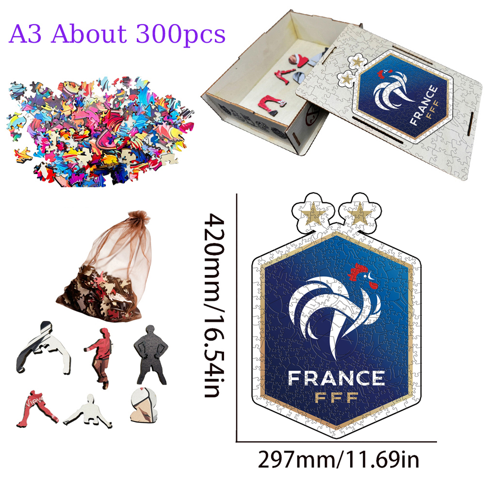 FRANCE,A.J.AUXERRE,ASSE,TOULOUSE FOOTBALL CLUB,Toulon FC--Football Club Wooden Puzzle