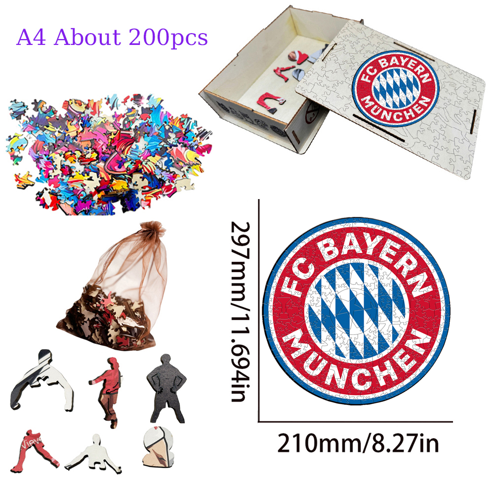 FC Bayern München,Deutscher Fussball - Bund,Atlético de Madrid,FC Barcelona,Real Madrid Club de Fútbol-Football Club Wooden Puzzle