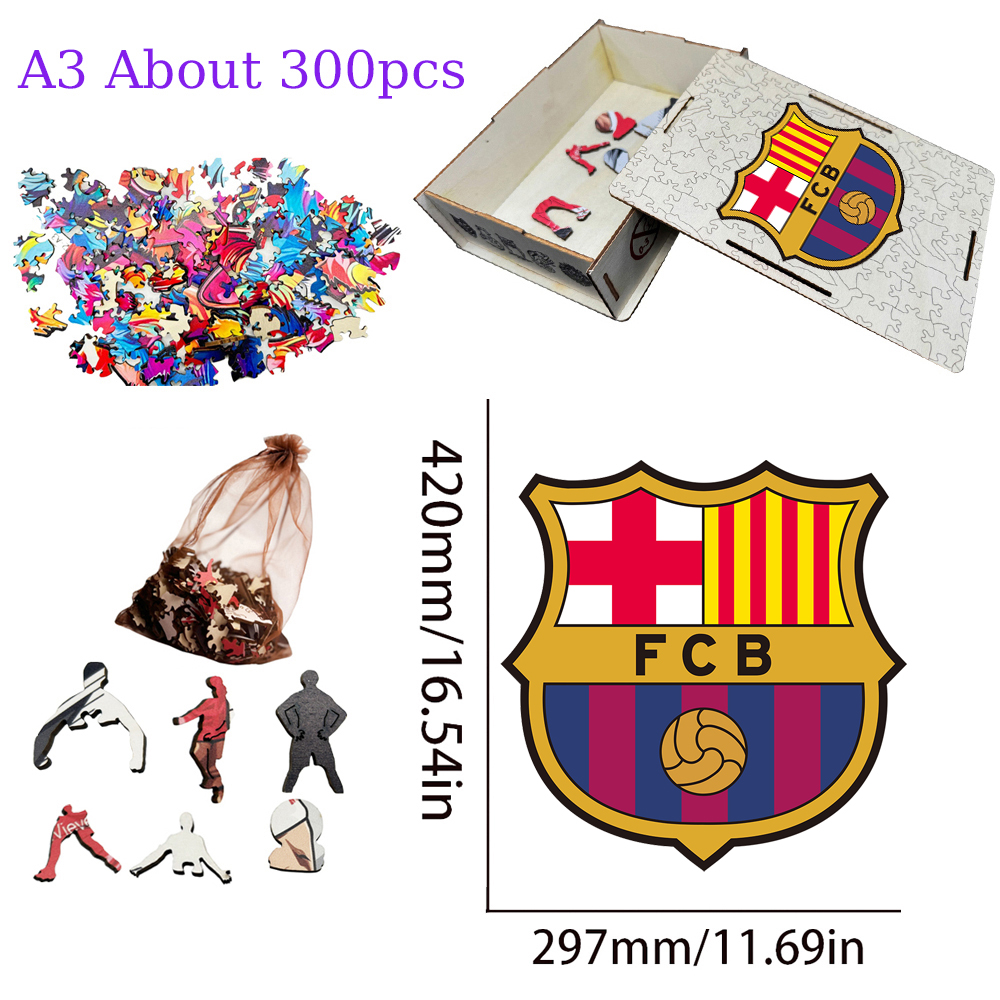 FC Bayern München,Deutscher Fussball - Bund,Atlético de Madrid,FC Barcelona,Real Madrid Club de Fútbol-Football Club Wooden Puzzle