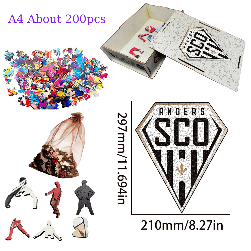 SCO Angers,Le Havre AC,Olympique de Marseille,Montpellier Hérault Sport Club,OGC Nice--Football Club Wooden Puzzle