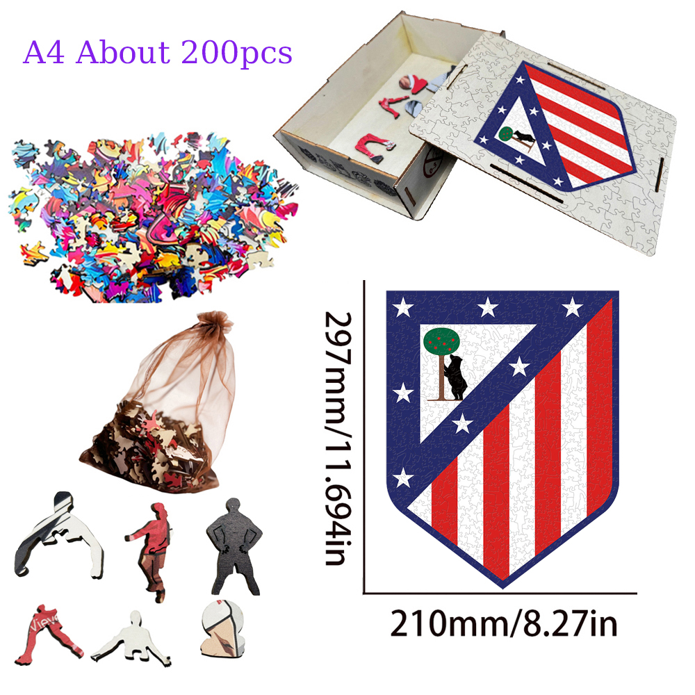 FC Bayern München,Deutscher Fussball - Bund,Atlético de Madrid,FC Barcelona,Real Madrid Club de Fútbol-Football Club Wooden Puzzle