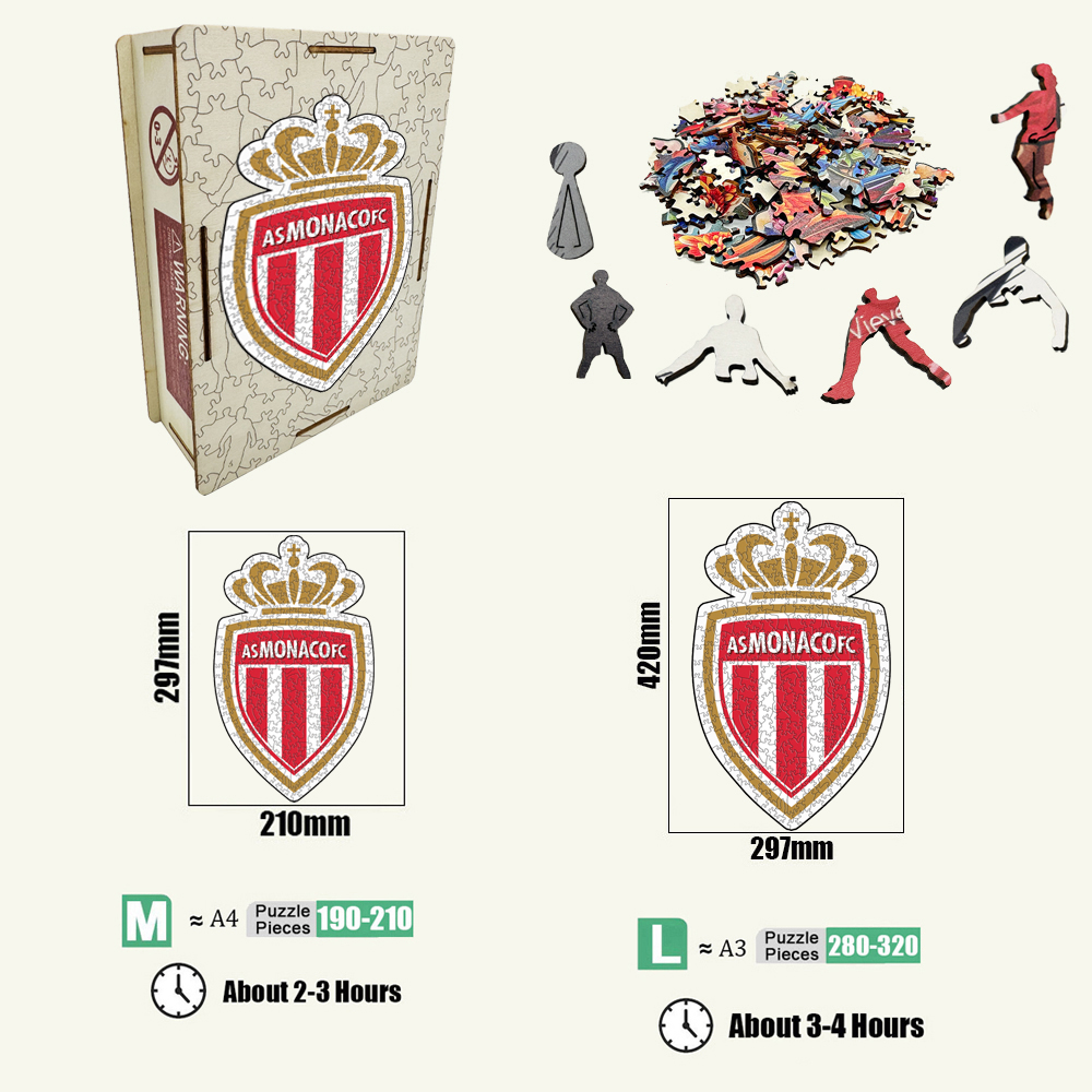 FC Nantes,Paris Saint - Germain,Racing Club de Strasbourg Alsace,Racing Club de Lens,Association Sportive de Monaco Football Club--Football Club Wooden Puzzle