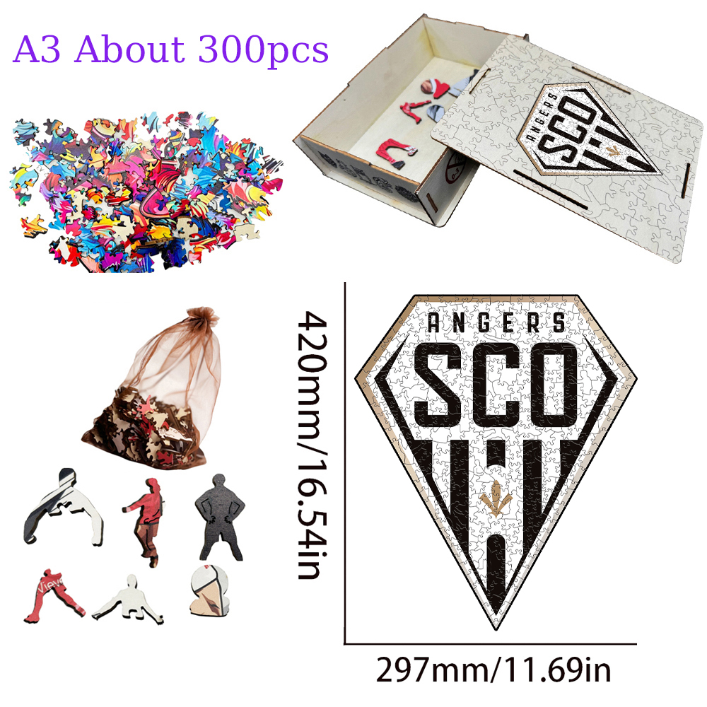 SCO Angers,Le Havre AC,Olympique de Marseille,Montpellier Hérault Sport Club,OGC Nice--Football Club Wooden Puzzle